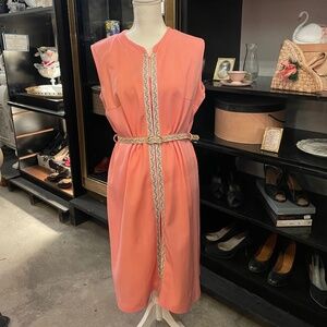 Peach Belted 1970s Dress